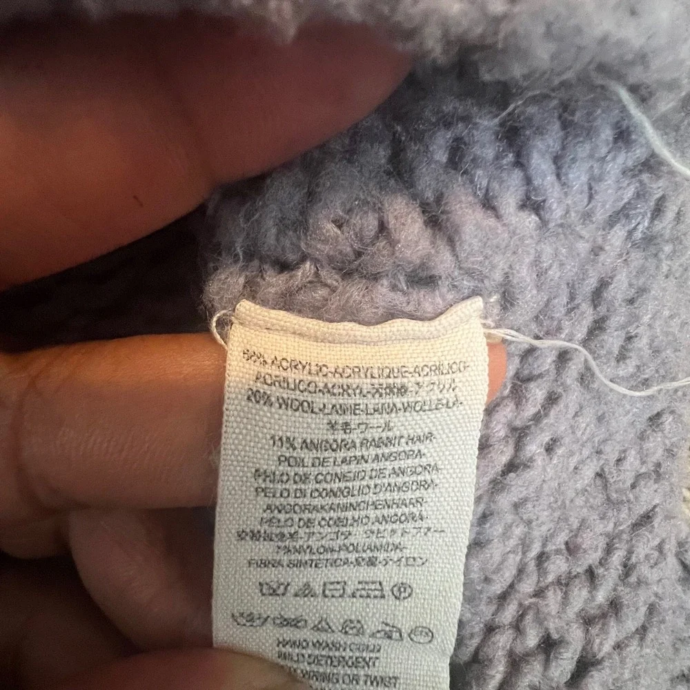 Free People Lavender Purple Chunky Open Knit Wool Angora‎ Blend Sweater Size M/L